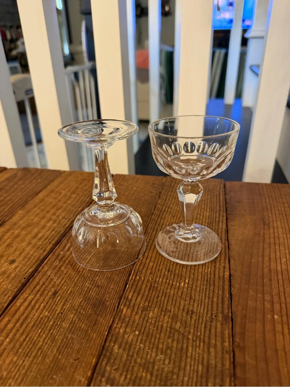 Pair of vintage MCM crystal champagne coupes
